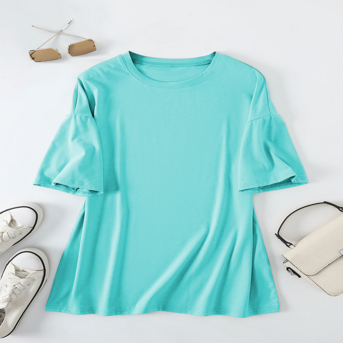 Womens Casual Oversized Tee, Crew Neck Design