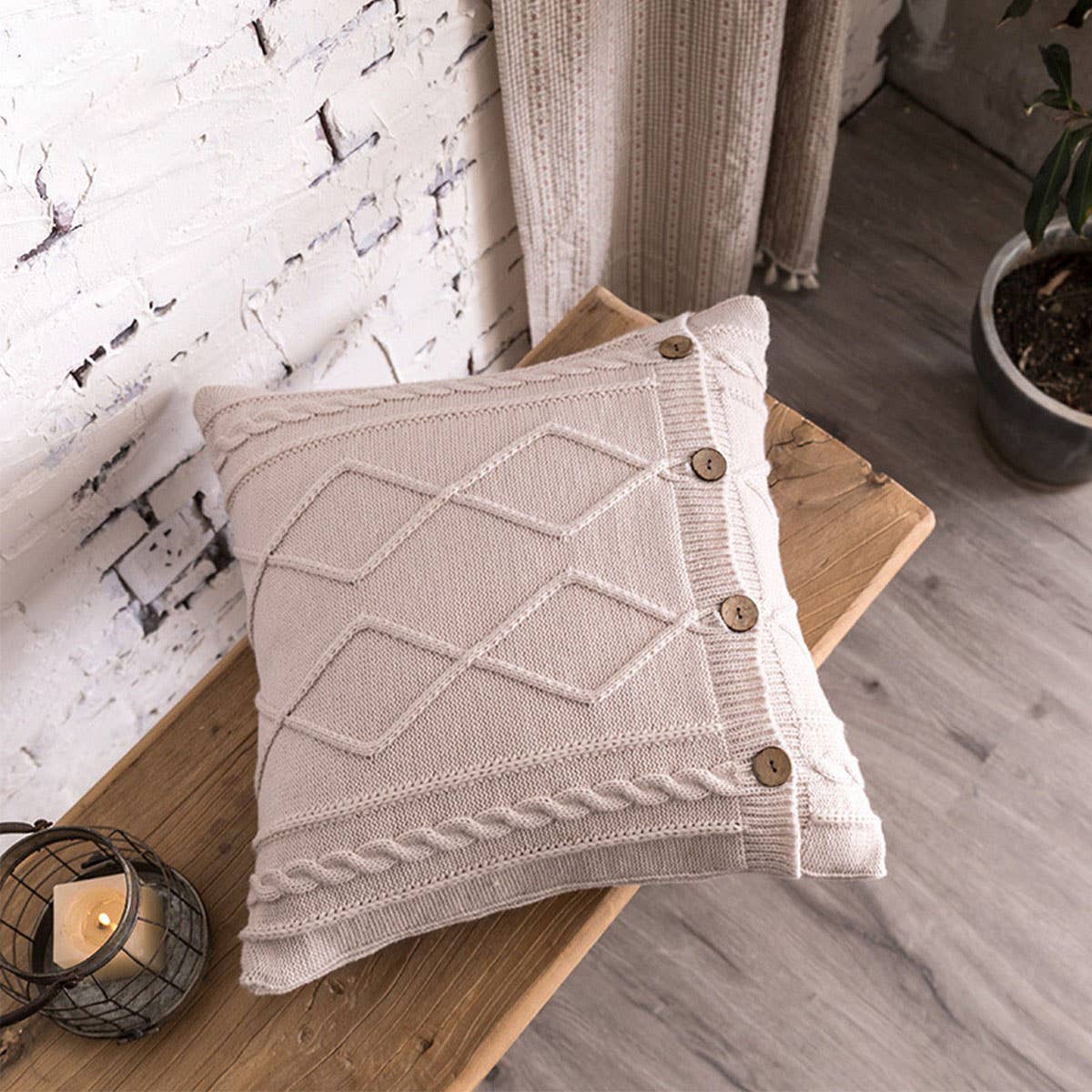 DIAMOND PATTERN TWIST BUTTON PILLOW CAR CUSHION_CWMM2377