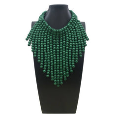 SOLID COLOR WOODEN BEAD TASSEL NECKLACE_CWMM4967