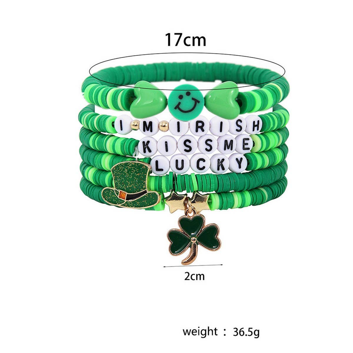 ST PATRICKS DAY SHAMROCK CHARM BRACELET SET_CWMM3502