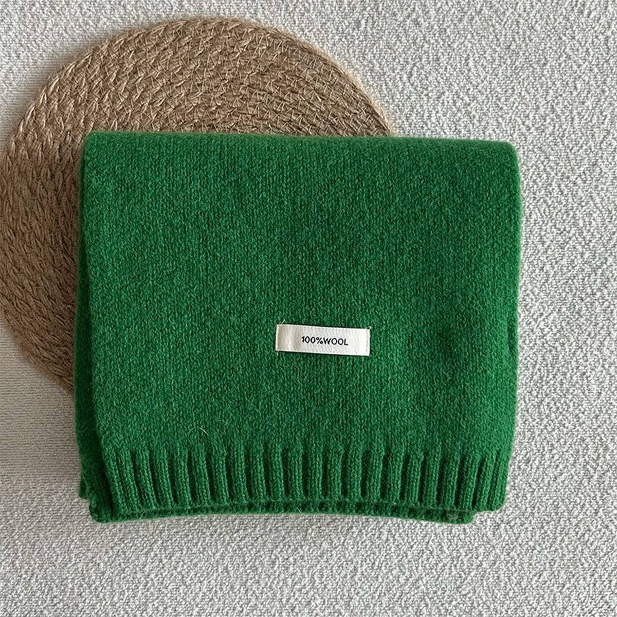 BASIC 100 WOOL SOLID KNIT SCARF SOFT WARM UNISEX_CWASC2288