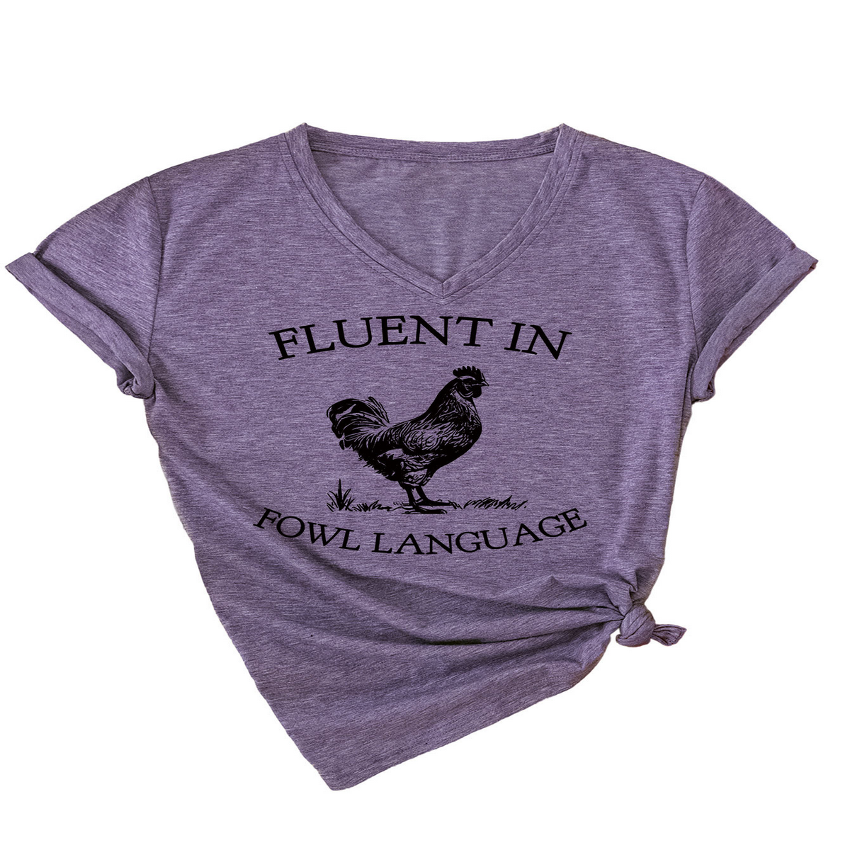 Wome Casual Tee With Chicken Joke Print_Cwtts1479