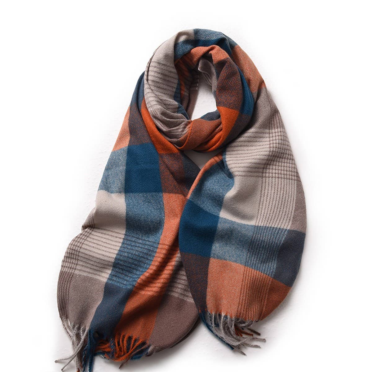 Women Winter Tartan With Fringe Plaid Scarves