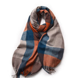 Women Winter Tartan With Fringe Plaid Scarves