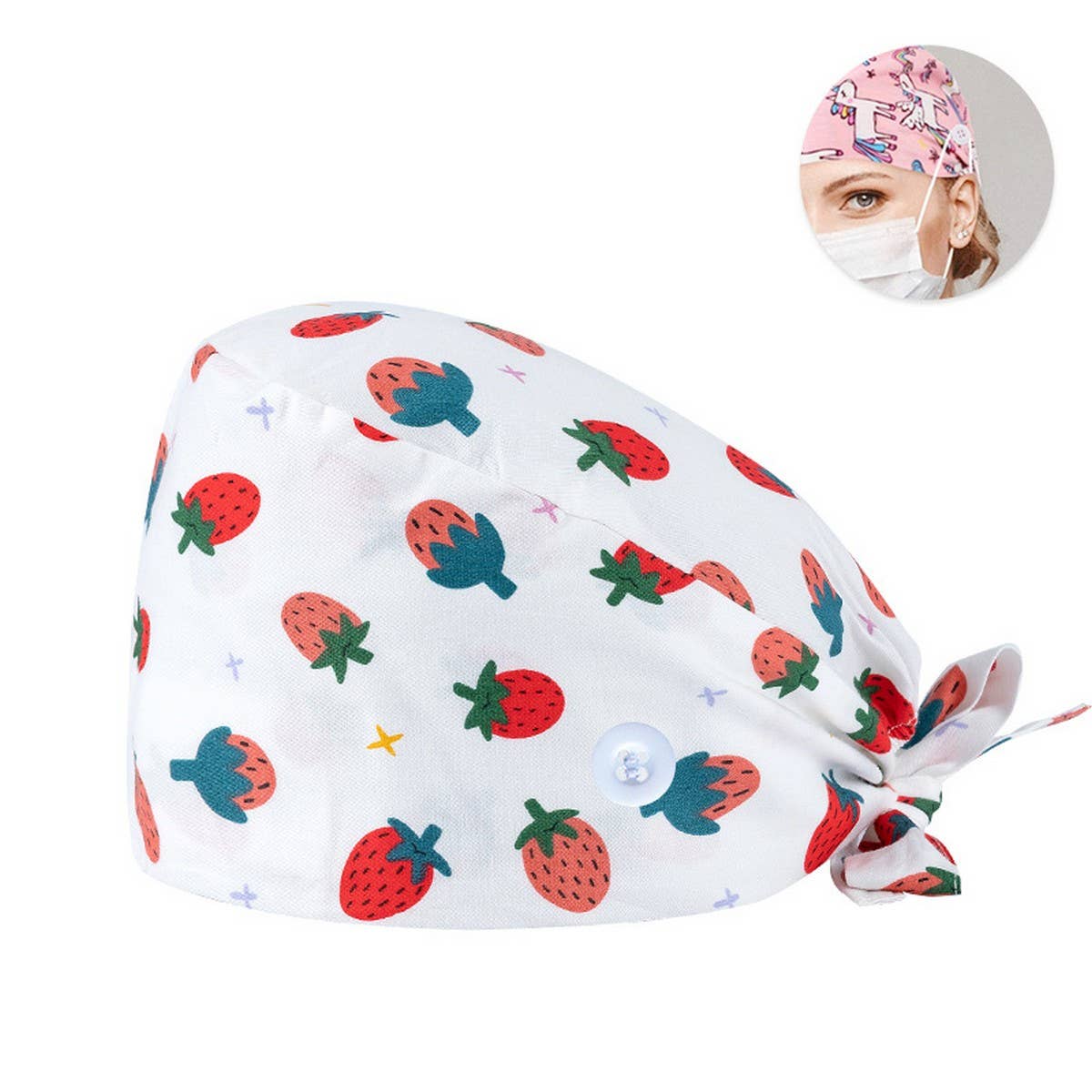 SURGICAL CAP SCRUB CAP COTTON TIE PRINT CAP_CWAH3322