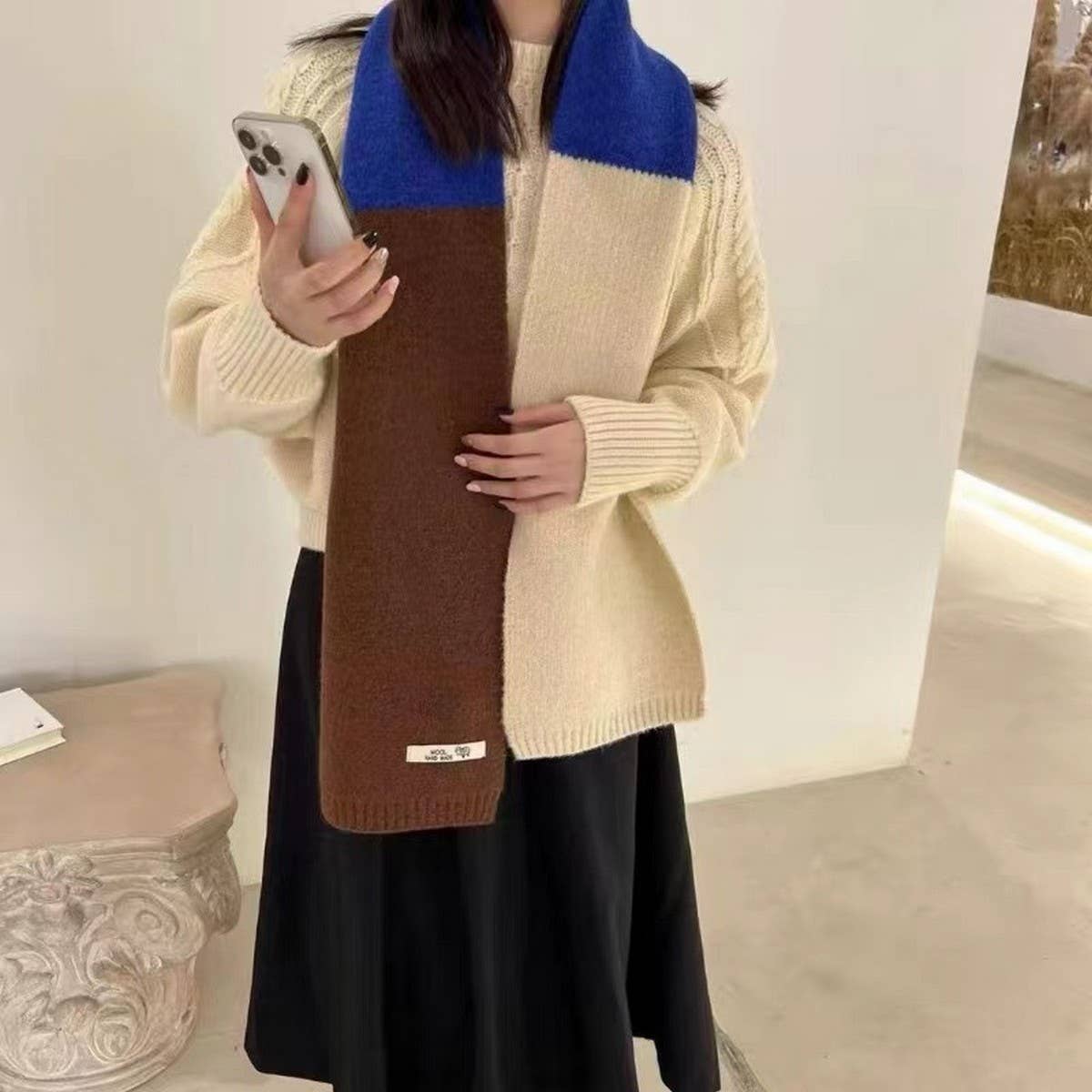 Faux Cashmere Knit Scarf - Thick Winter Neck Wrap_Cwasc02951