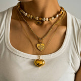 DURABLE STEEL HEART NECKLACE WITH EVIL EYE STONE_CWMM8822