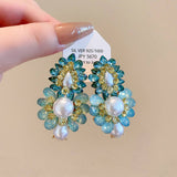 FRENCH PEARL FLOWER TASSEL EARRINGS_CWAJE2328
