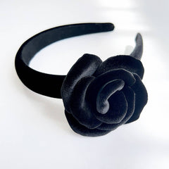 Elegant Solid Velvet Rose Wide Headband_Cwaha07332
