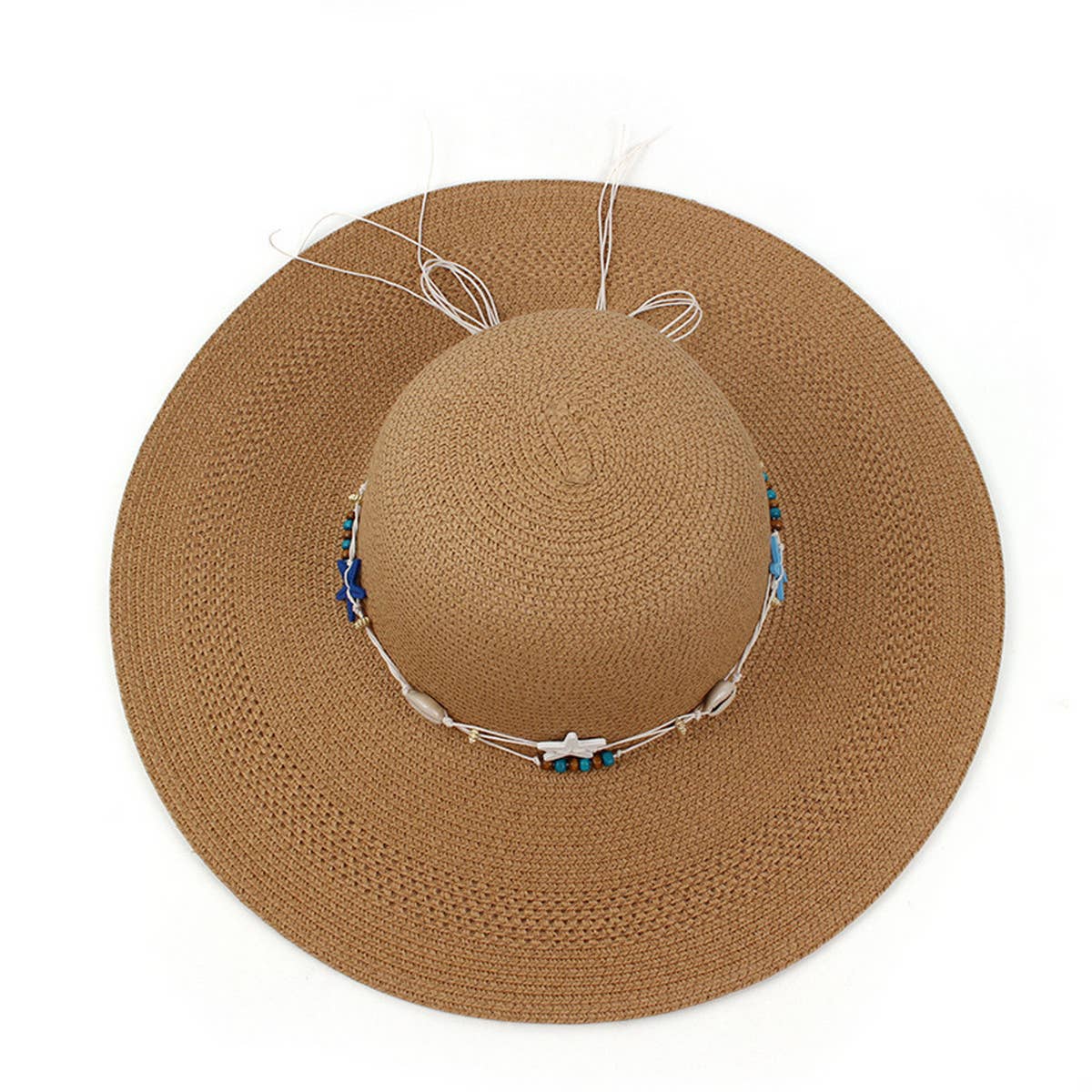 SUNSHADE STARFISH DECORATED DOME STRAW HAT_CWAH1195