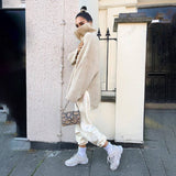 Solid-Color High-Neck Loose Knitted Sweater