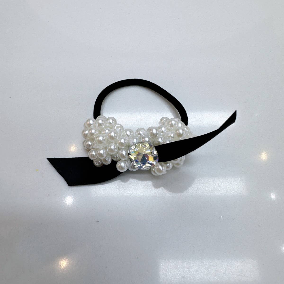 BRAIDED PEARL HAIR TIE NEW ELASTIC HAIR BAND_CWAHA6882