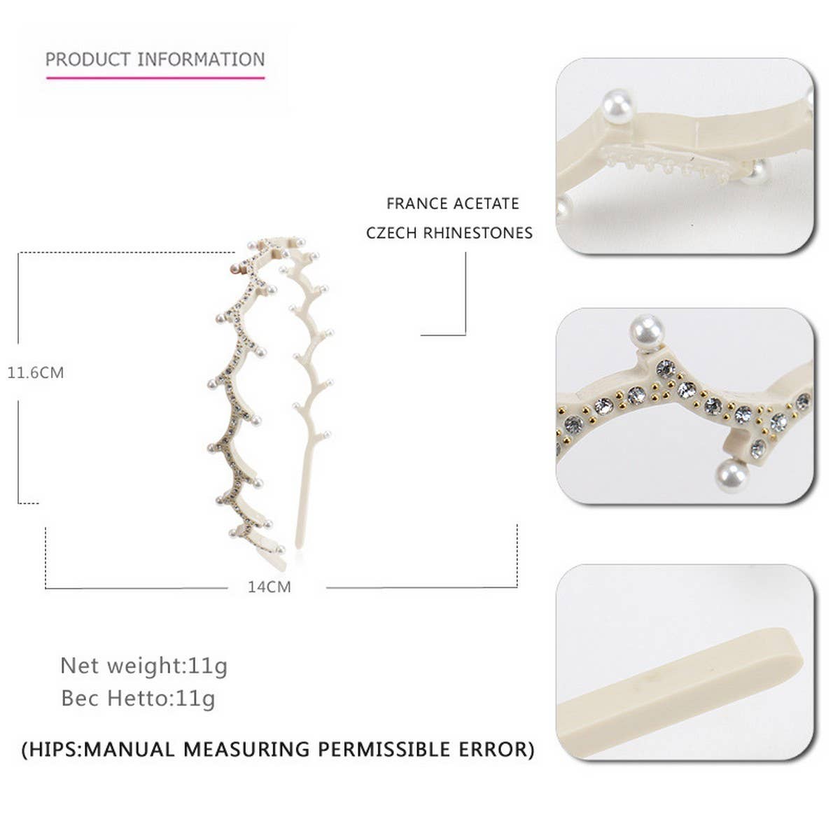 Twig Acetate Hair Hoop Non-Slip Headband Hairpin