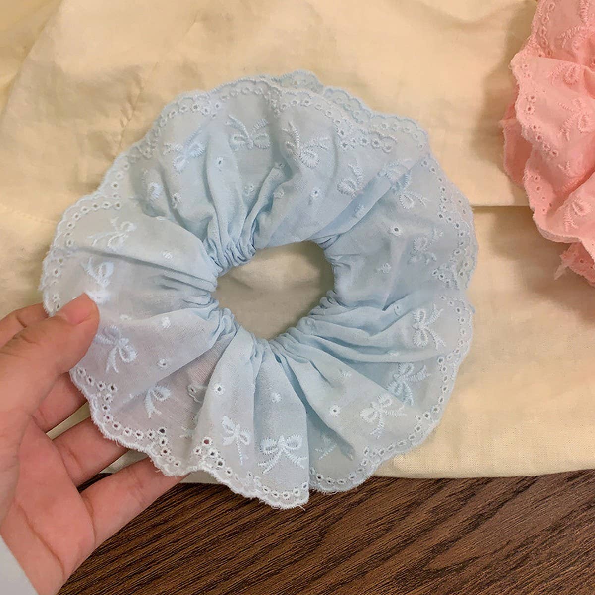 SWEET EMBROIDERED BOW LACE DOUBLE LAYER HAIRBAND_CWAHA3715