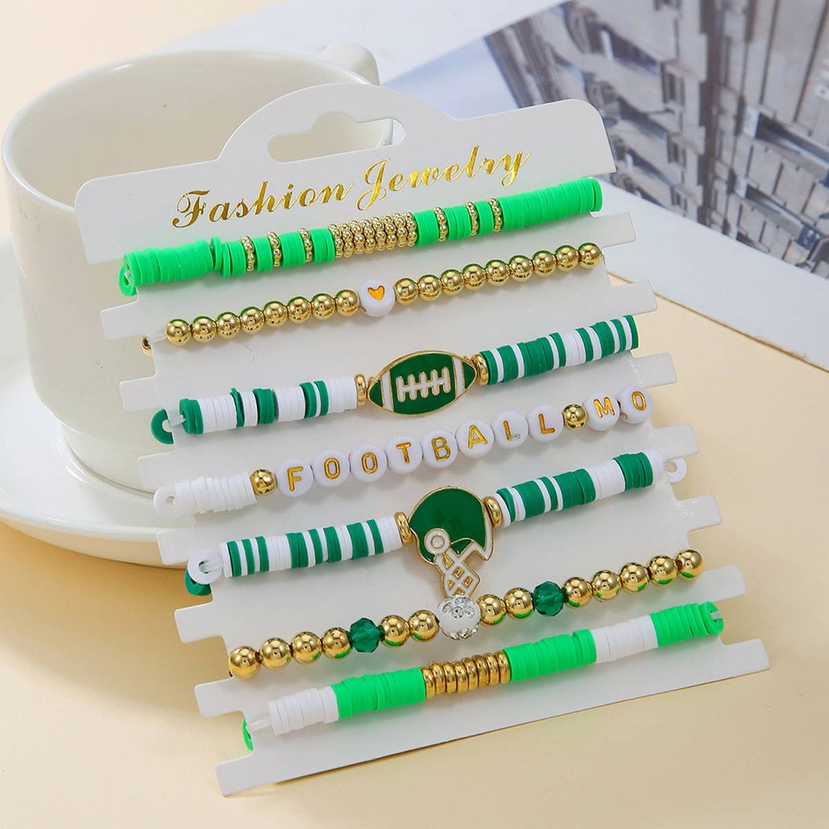 BRACELET 8 PIECE SET POLYMER CLAY BRACELET_CWMM3512