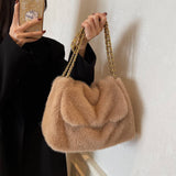 Winter Chain Large Capacity Shoulder Plush Bag_Cwab3938