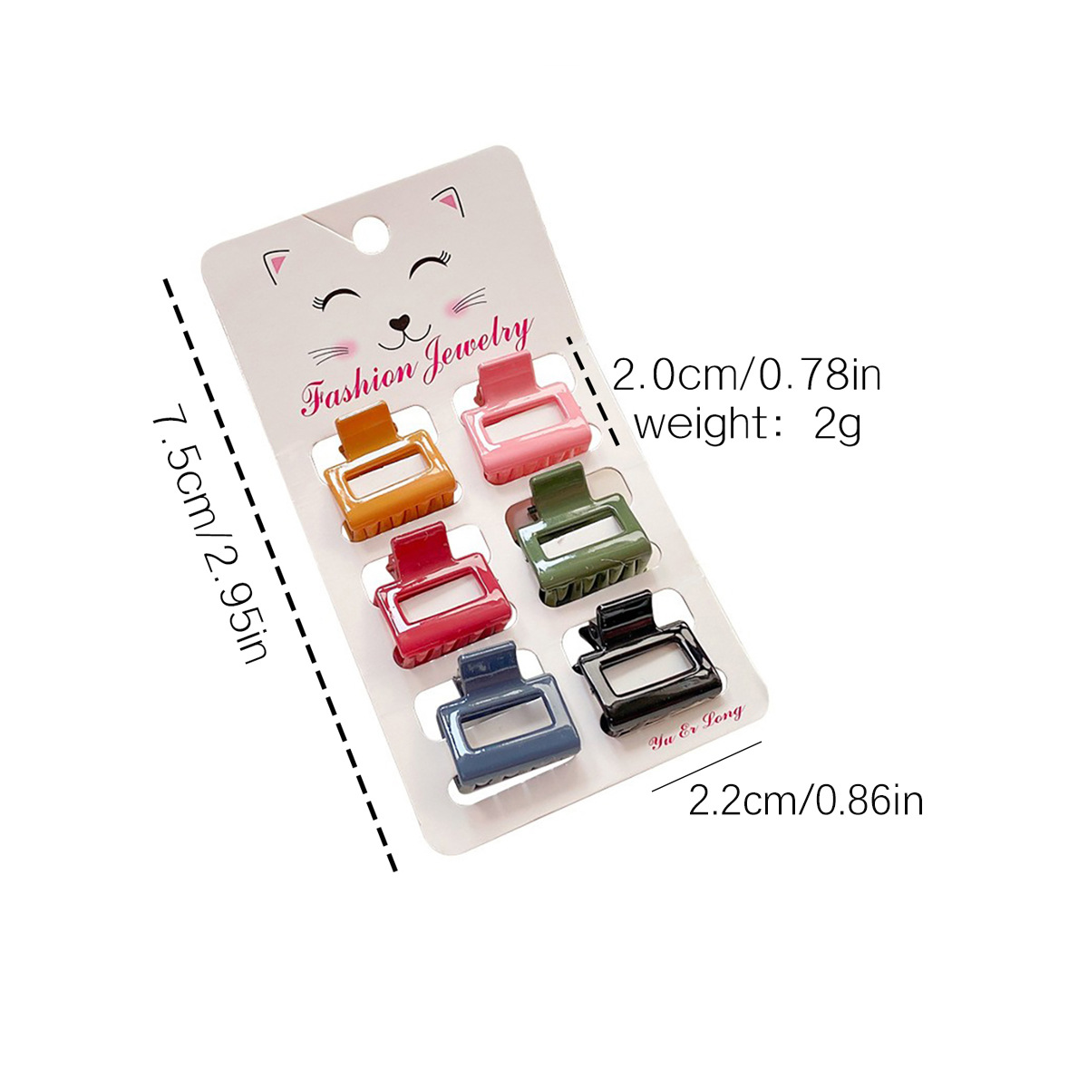 6PCS CANDY COLOR MINI HAIR CLAWS CUTE BANG CLIPS_CWAHA0727