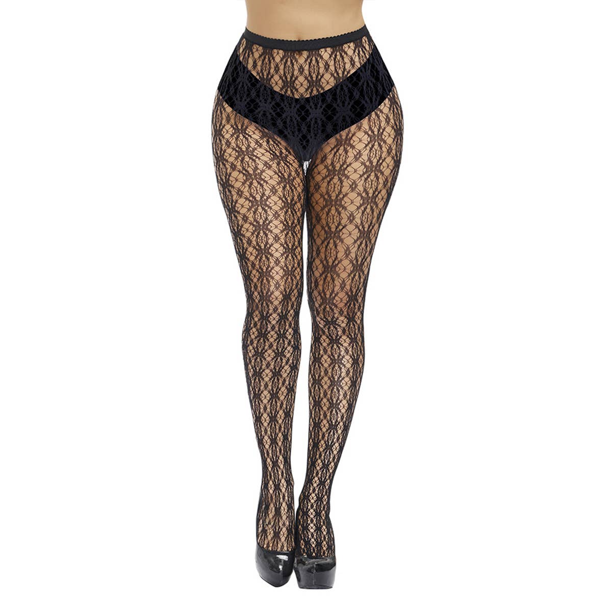 Women Patterned Fishnets Tights Black Pantyhose Sto_Cwms0238