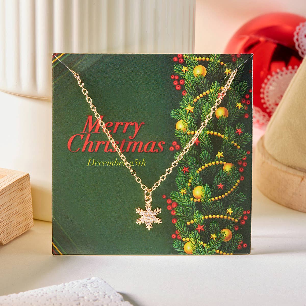 ALL MATCH NEW CHRISTMAS SNOWFLAKE NECKLACE_CWAJE2394