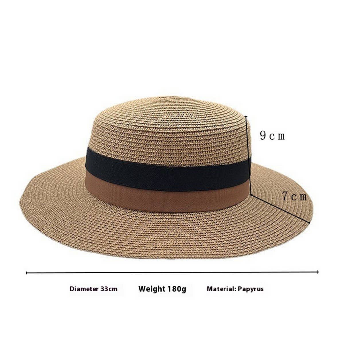 RETRO FLAT HAT SUNSHADE ELEGANT STRAW HAT_CWAH3398