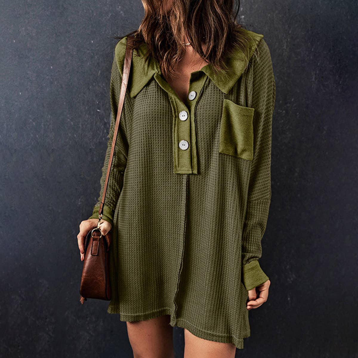 Womens Long Pullover T-Shirt With Loose Lapels