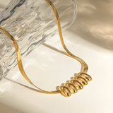 SMOOTH WAIST OVAL SNAKE BONE NECKLACE BRACELET SET_CWAJE1883