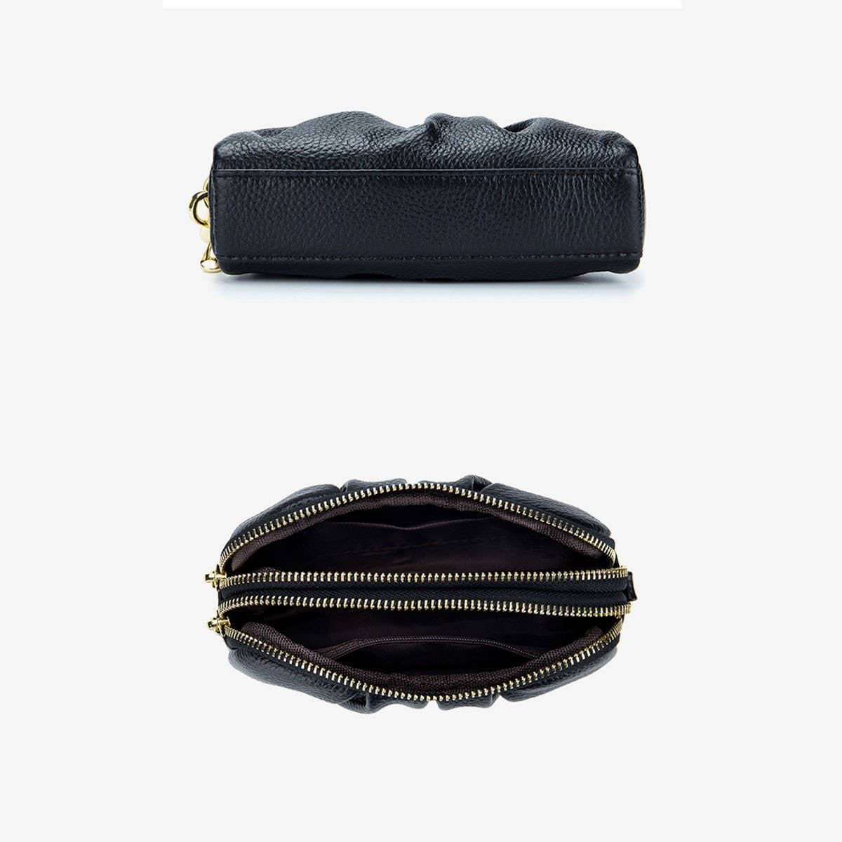 Toplayer Cowhide Double Layer Zipper Leather Wallet_Cwab3705