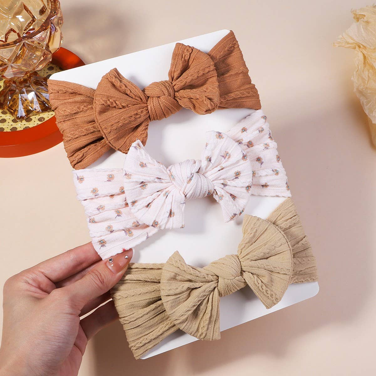 BABY HEADBAND SET WITH JACQUARD BOW_CWAHA6683