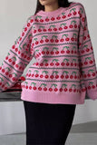Vintage Cherry Jacquard Knit Crew Neck Pullover
