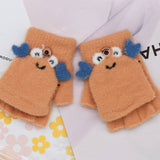 BABY CHILDREN HALF FINGER FLIP WRITING PLUSH GLOVES_CWAG0169