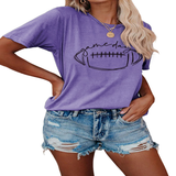 Wome Casual Tee With Fun Football Print_Cwdsd8368