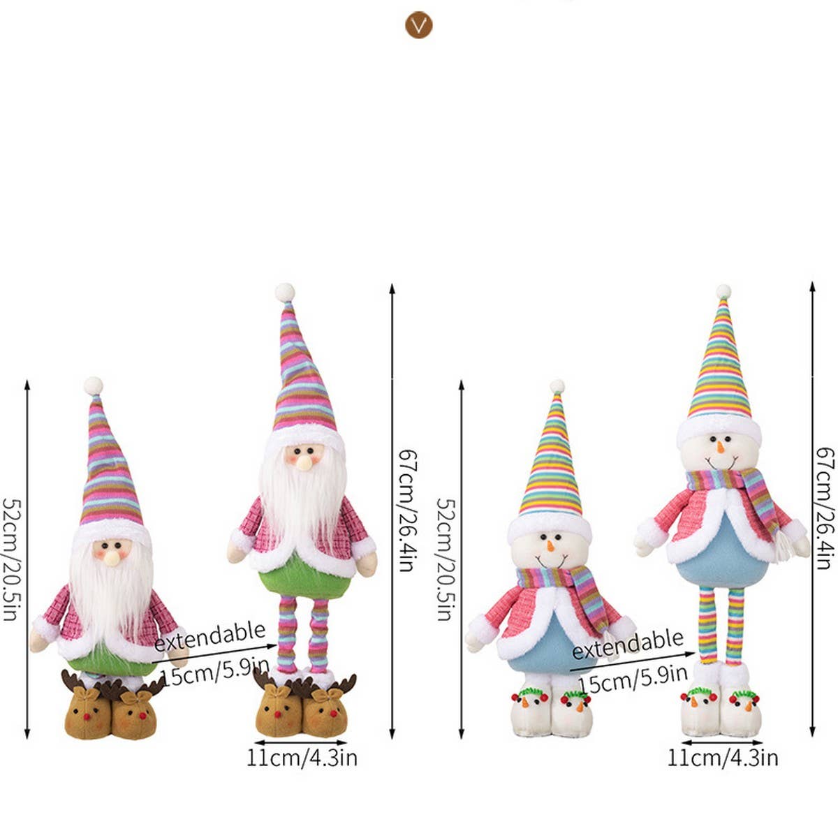 Cwmm10292_Christmas Rainbow Santa Snowman Table Decor