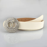 FASHION DOUBLE ROUND SMOOTH BUCKLE BELT_CWABE0128