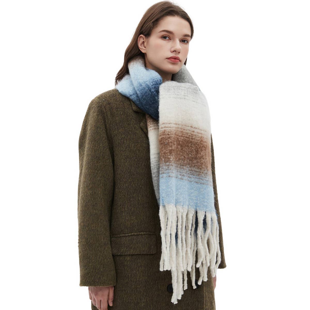 GRADIENT CHUNKY TASSEL SCARF AUTUMN AND WINTER_CWASC1281