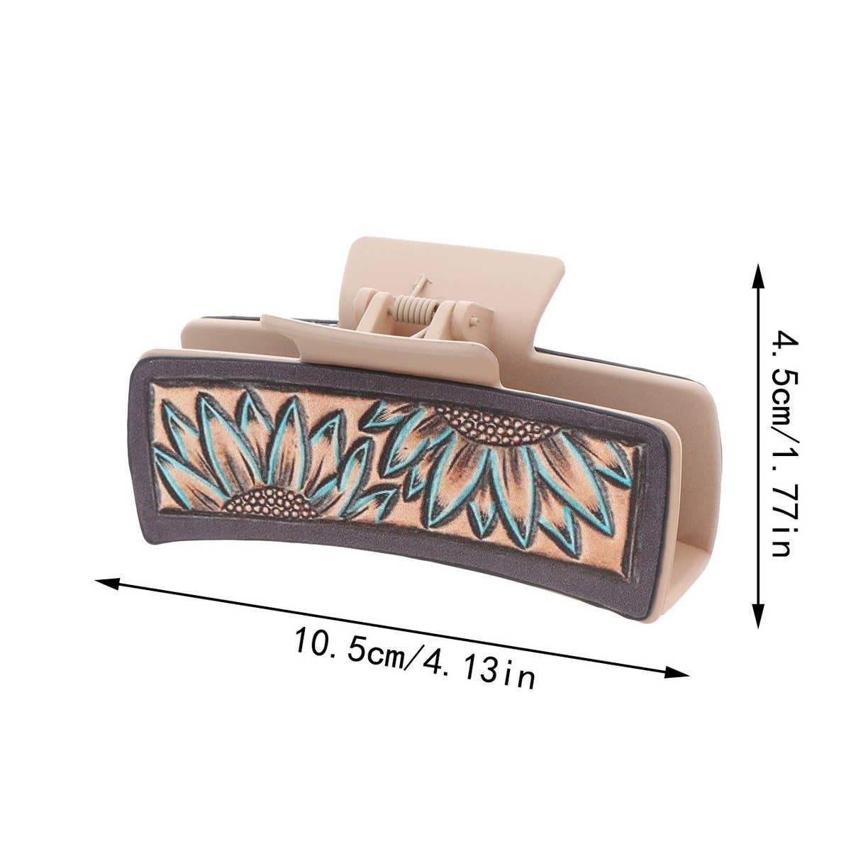 Western Cowgirl Sunflower Claw Clip, Faux Leather_Cwaha0609