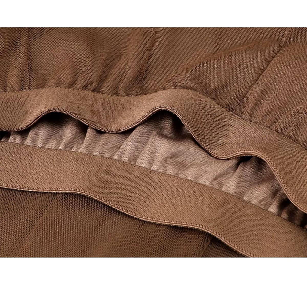 SOLID COLOR ELASTIC WAIST MESH TULLE A LINE SKIRT_CWBLS0372