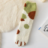 Women Padded Coral Fleece Cat Claw Socks_Cwms0331