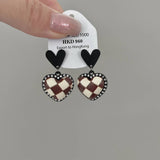 Trendy Black Heart-Shaped Earrings