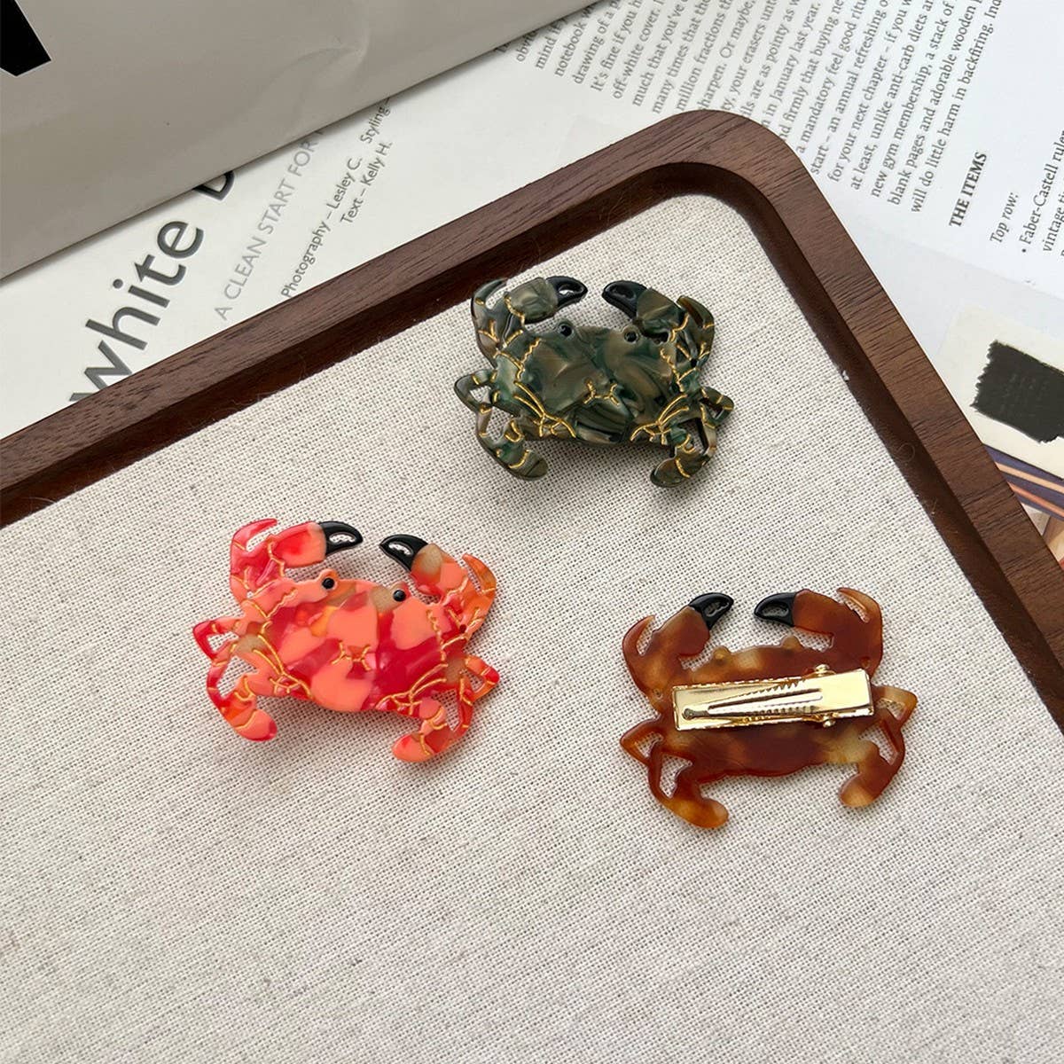 CRAB ACETATE HAIR CLAW CUTE MEDIUM DUCKBILL CLIP_CWAHA5773