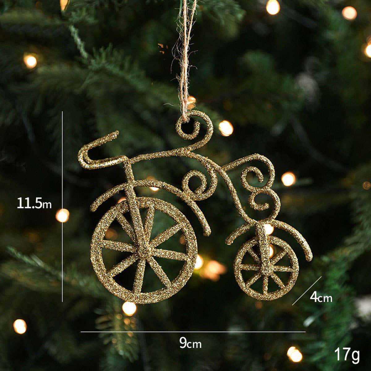 GOLD GLITTER PLASTIC REINDEER CHRISTMAS ORNAMENT_CWMM9750