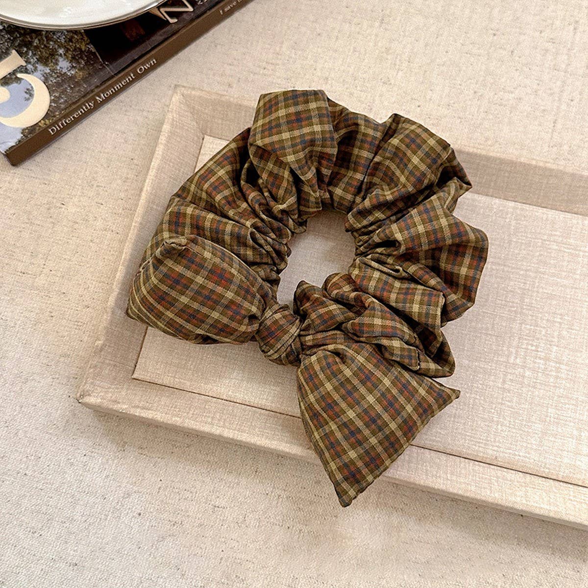 Mesh Bow Scrunchie Elegant Bun Hair Tie Accessory_Cwaha07780