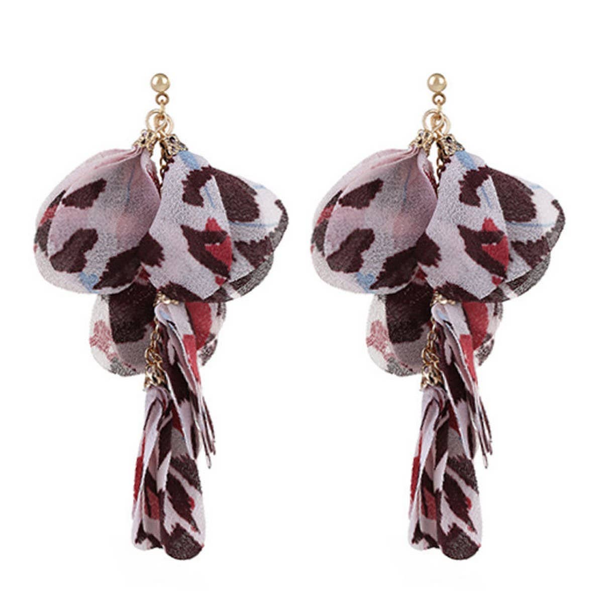 HANDMADE LEOPARD TASSEL EARRINGS BOLD LONG DROPS_CWMM6179