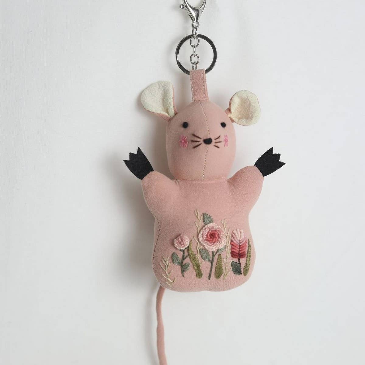 HAND EMBROIDERED PINK MOUSE PLUSH CHARM_CWMM6010
