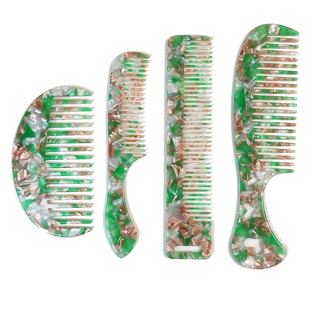 COMFORTABLE GREEN ACETATE COMB FOR SILKY HAIR_CWMM6431