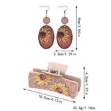 Western Cactus Leather Hair Claw Clips Earring Set_Cwaha0589