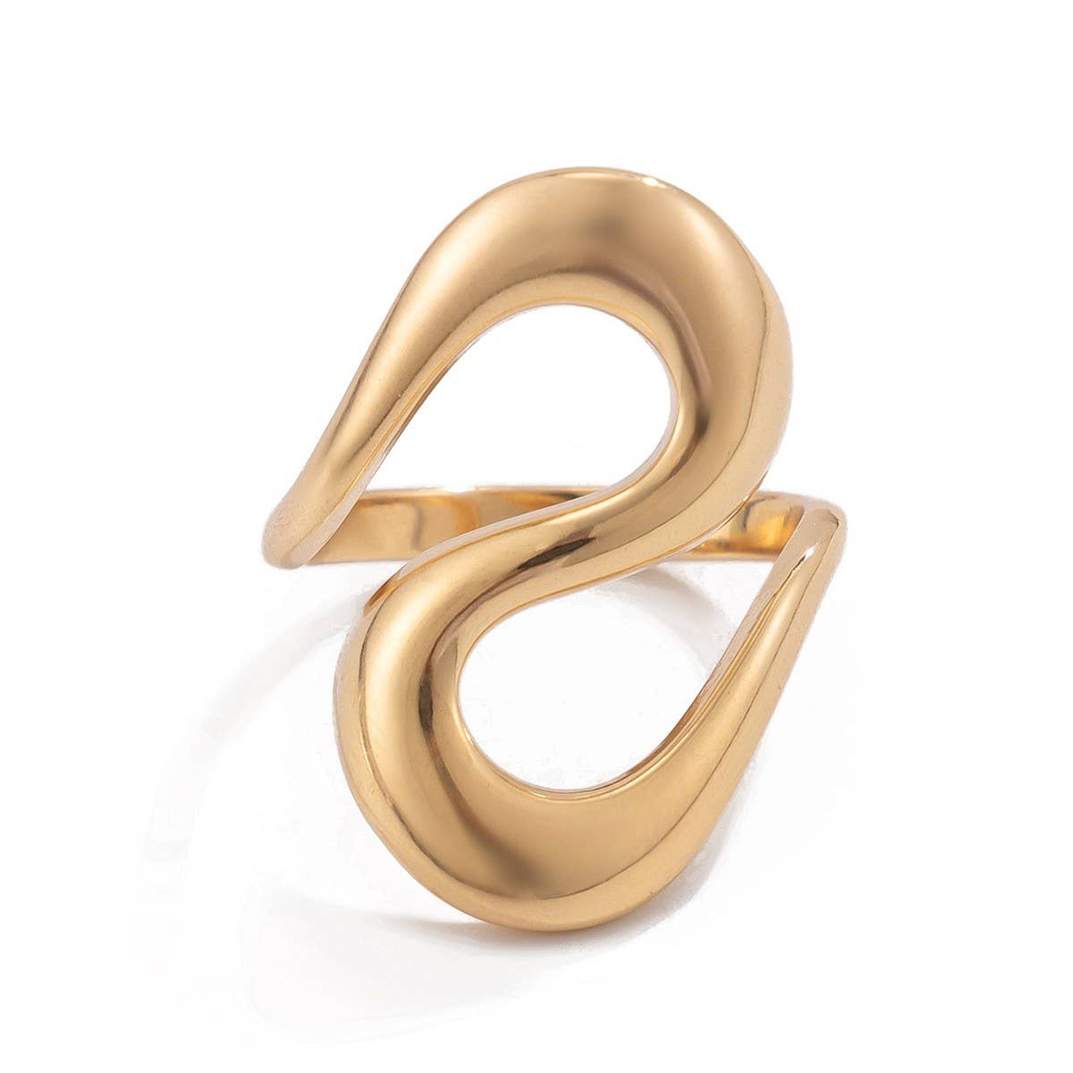 STATEMENT GEOMETRIC PLEATED CURVED RING_CWAJE1807