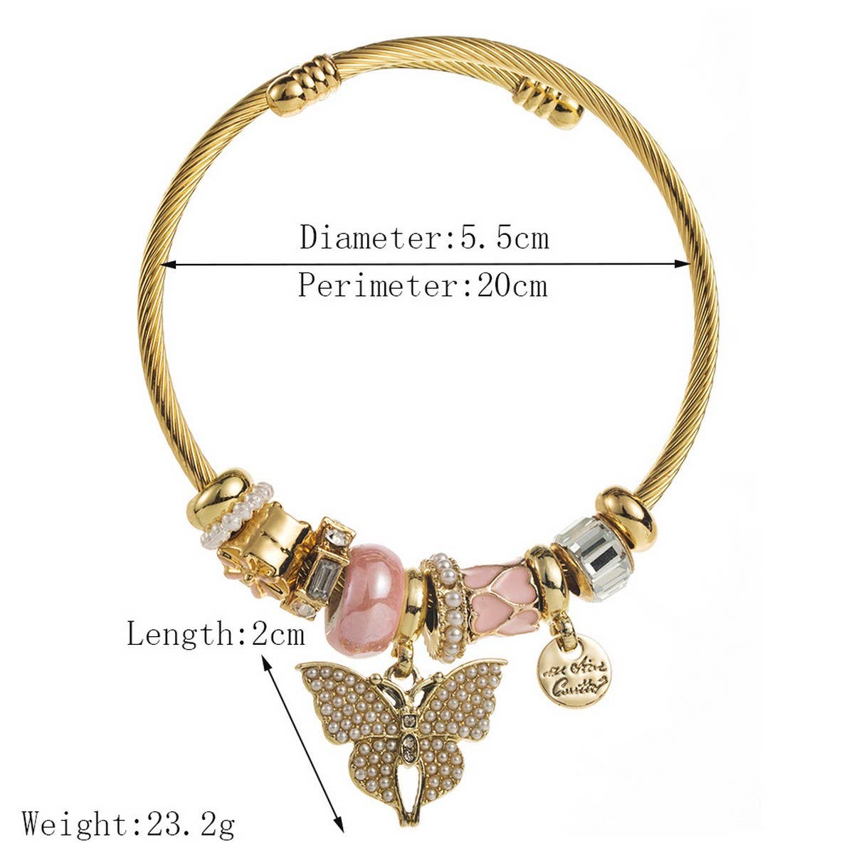 DIY STAINLESS STEEL BEADED BRACELET WITH BUTTERFLY_CWMM8572