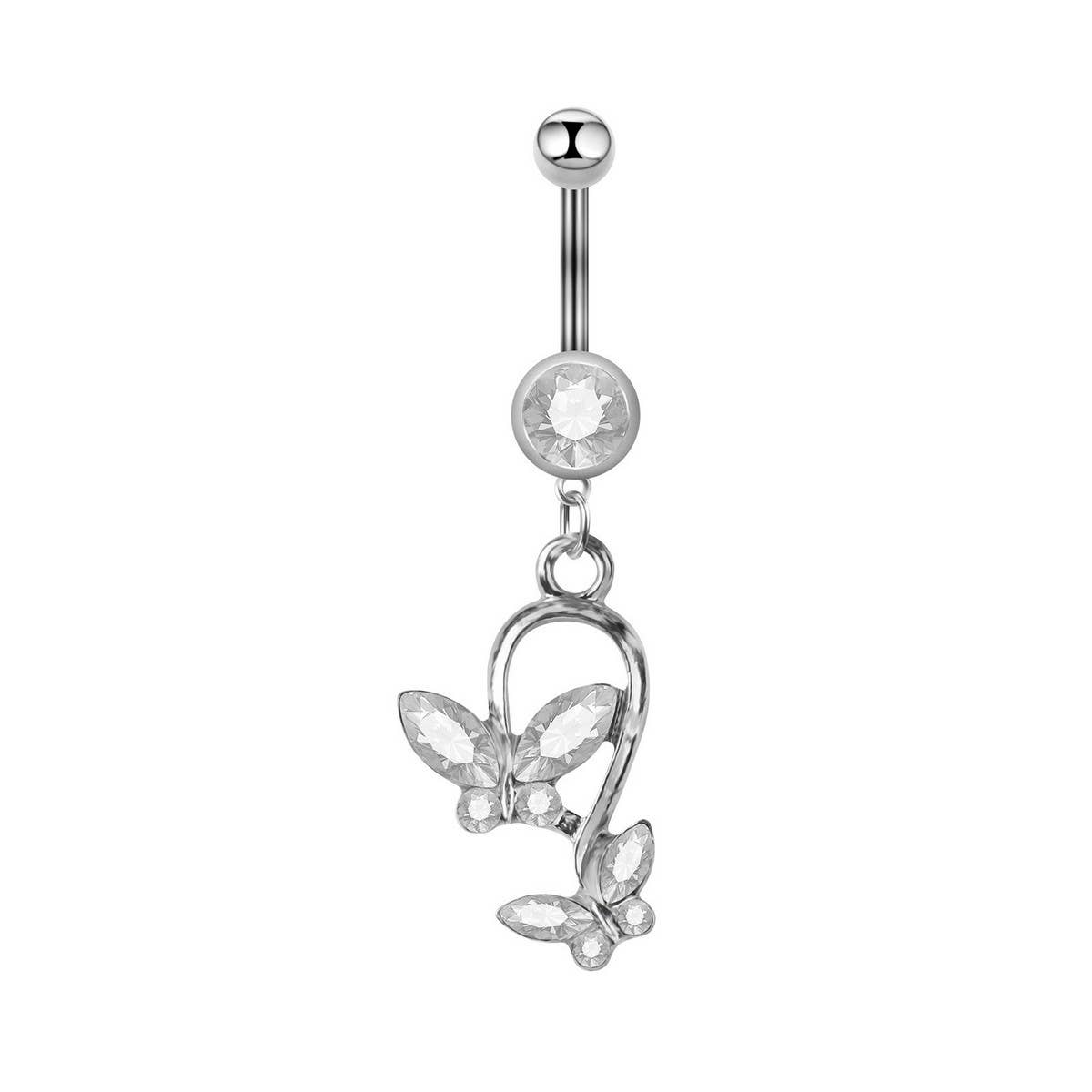 DOUBLE BUTTERFLY COPPER ZIRCON BELLY BUTTON RING_CWMM9463