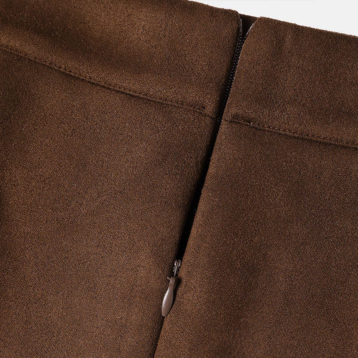 SOLID COLOR SUEDE SKIRT METAL BUTTON HIP SKIRT_CWAB4807