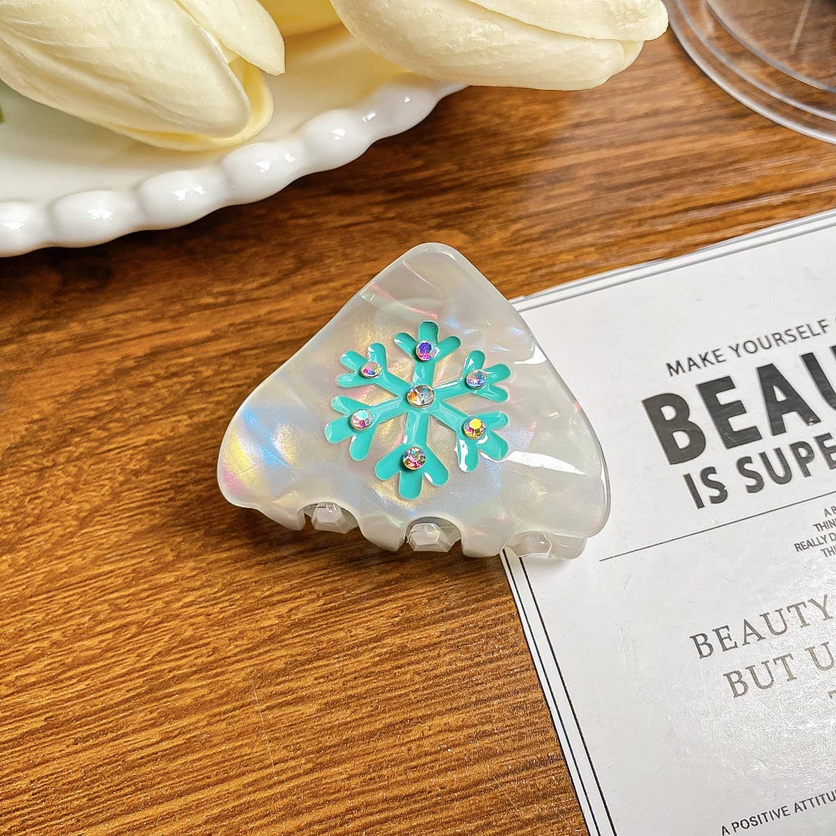 CUTE SNOWFLAKE HAIR CLAW XMAS PONYTAIL CLIP_CWAHA0725